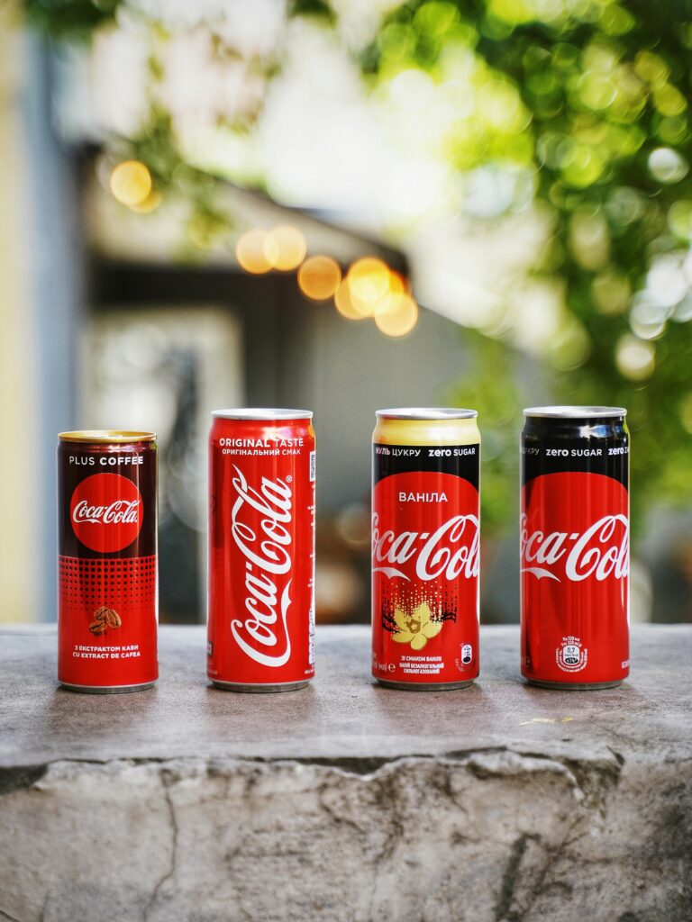 Cans of Coca Cola